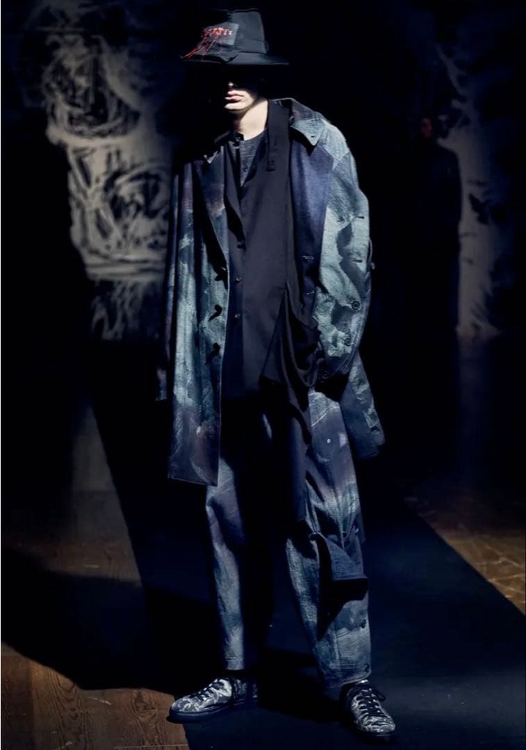 Yohji Yamamoto POUR HOMME 21SS LOOK16 Button-Open Print Denim Jacket Size 2 - Unused