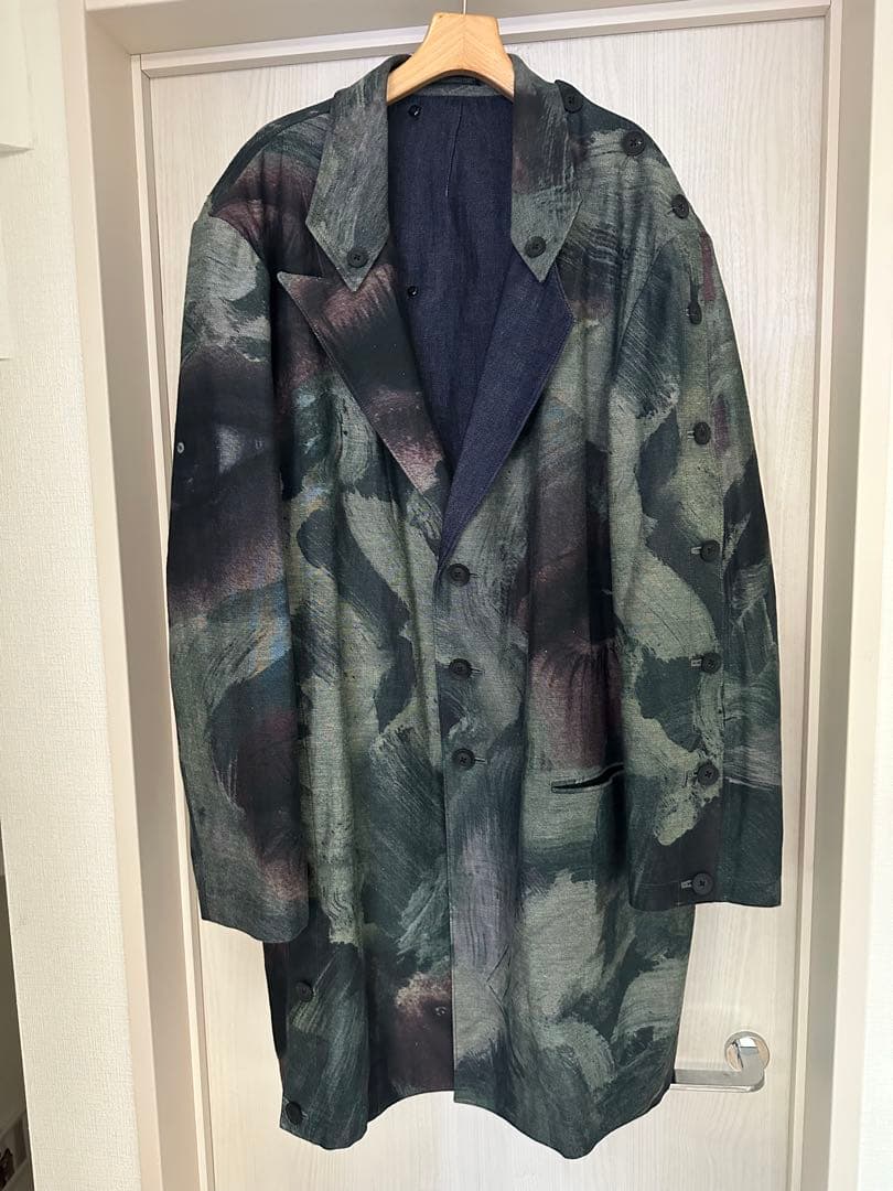 Yohji Yamamoto POUR HOMME 21SS LOOK16 Button-Open Print Denim Jacket Size 2 - Unused