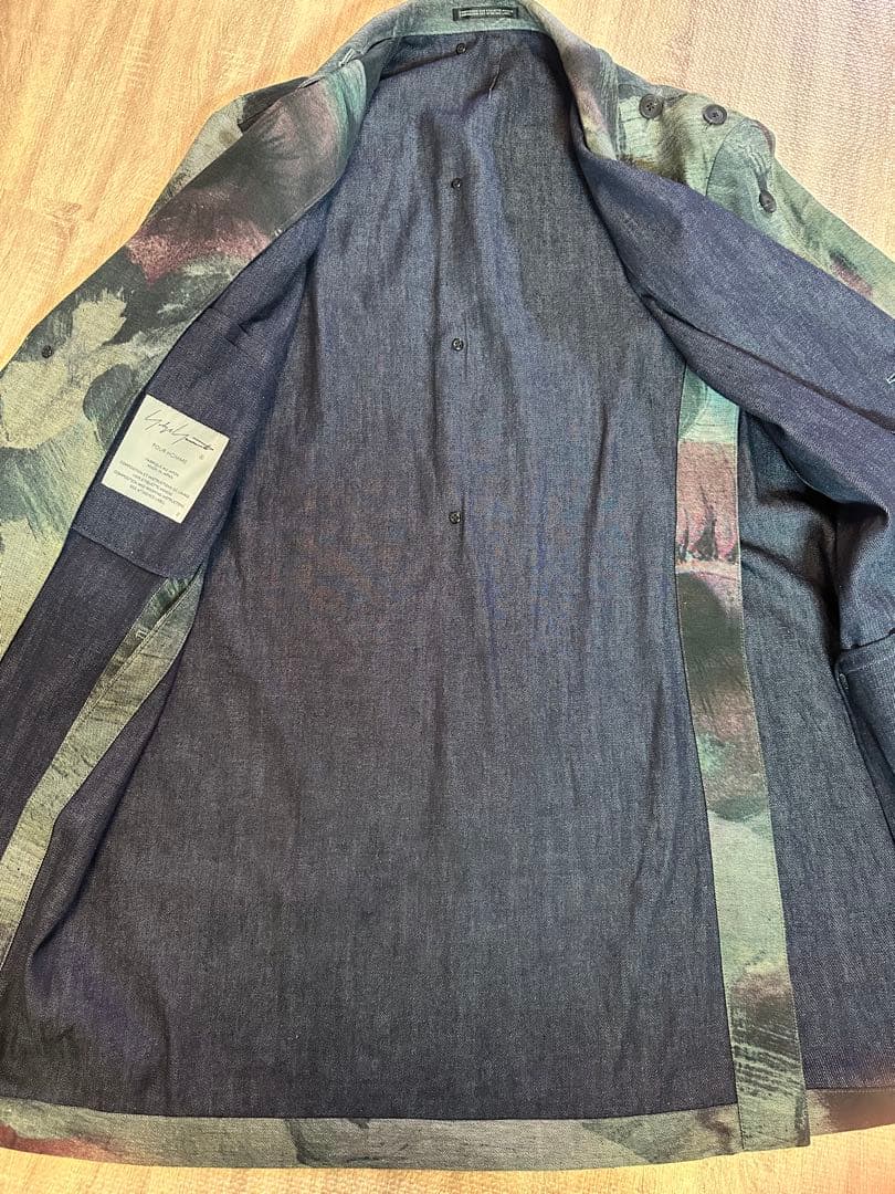 Yohji Yamamoto POUR HOMME 21SS LOOK16 Button-Open Print Denim Jacket Size 2 - Unused