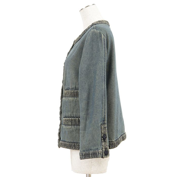 Vintage CHANEL 01P Indigo Dye Duck Jacket Light Indigo Size 44