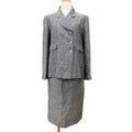 Vintage CHANEL 98P Linen Silk Skirt Suit Set Grey
