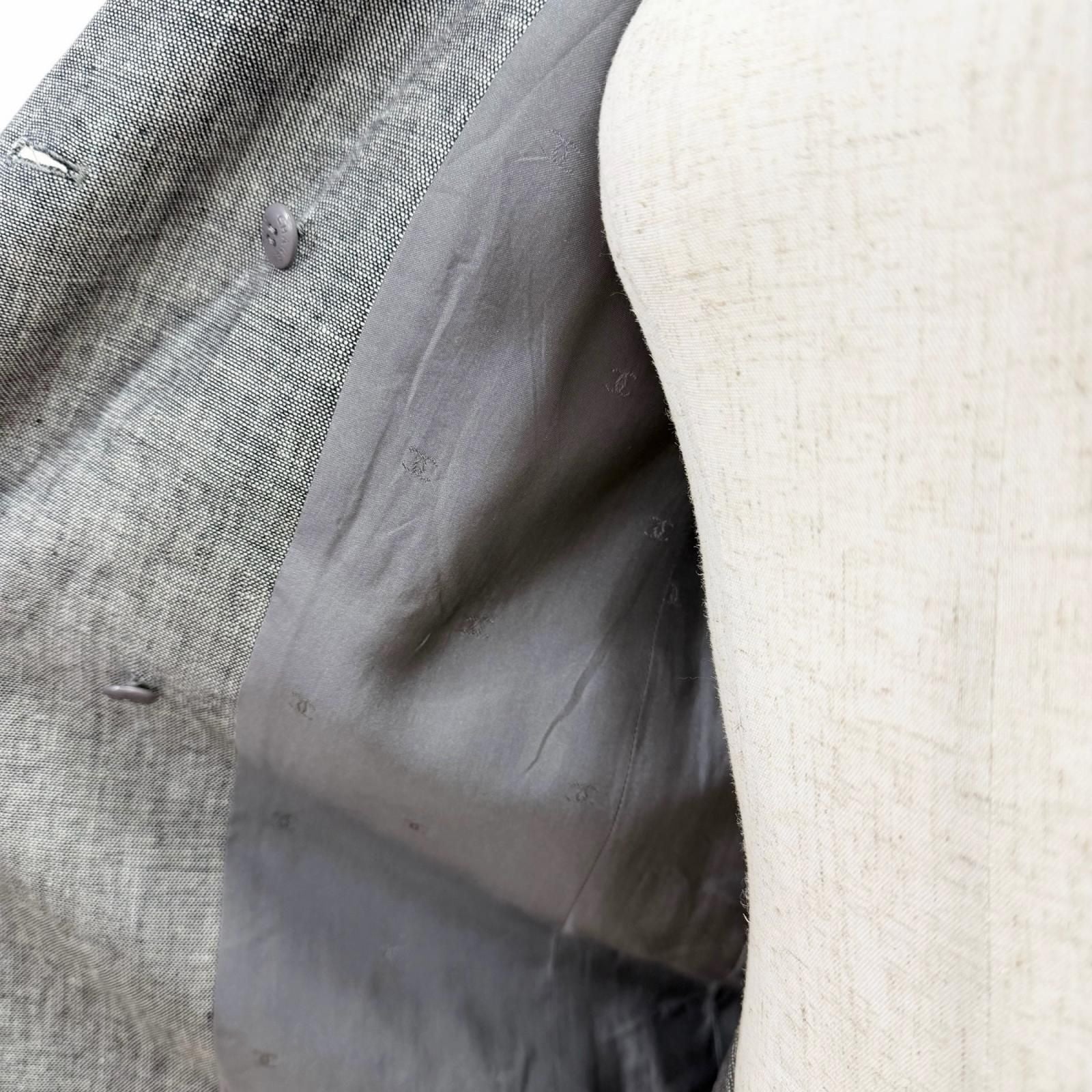 Vintage CHANEL 98P Linen Silk Skirt Suit Set Grey