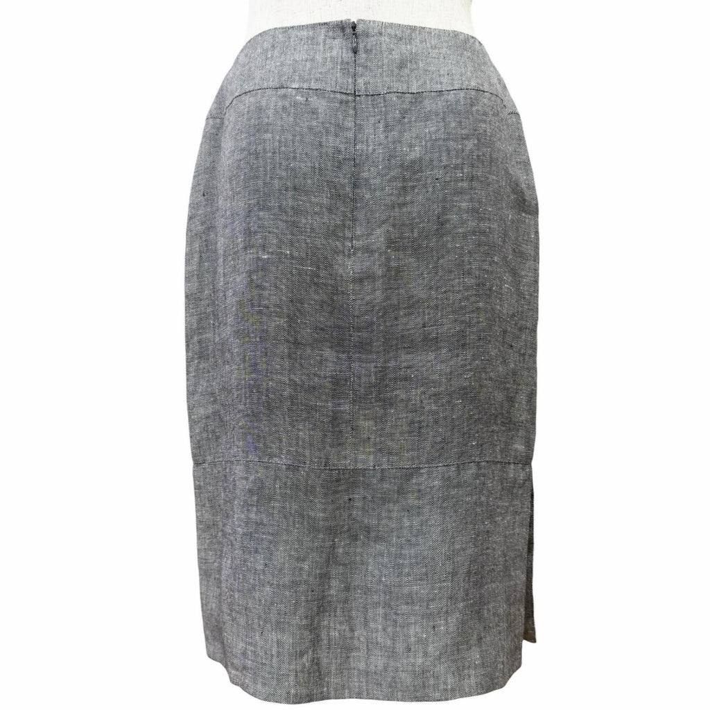 Vintage CHANEL 98P Linen Silk Skirt Suit Set Grey