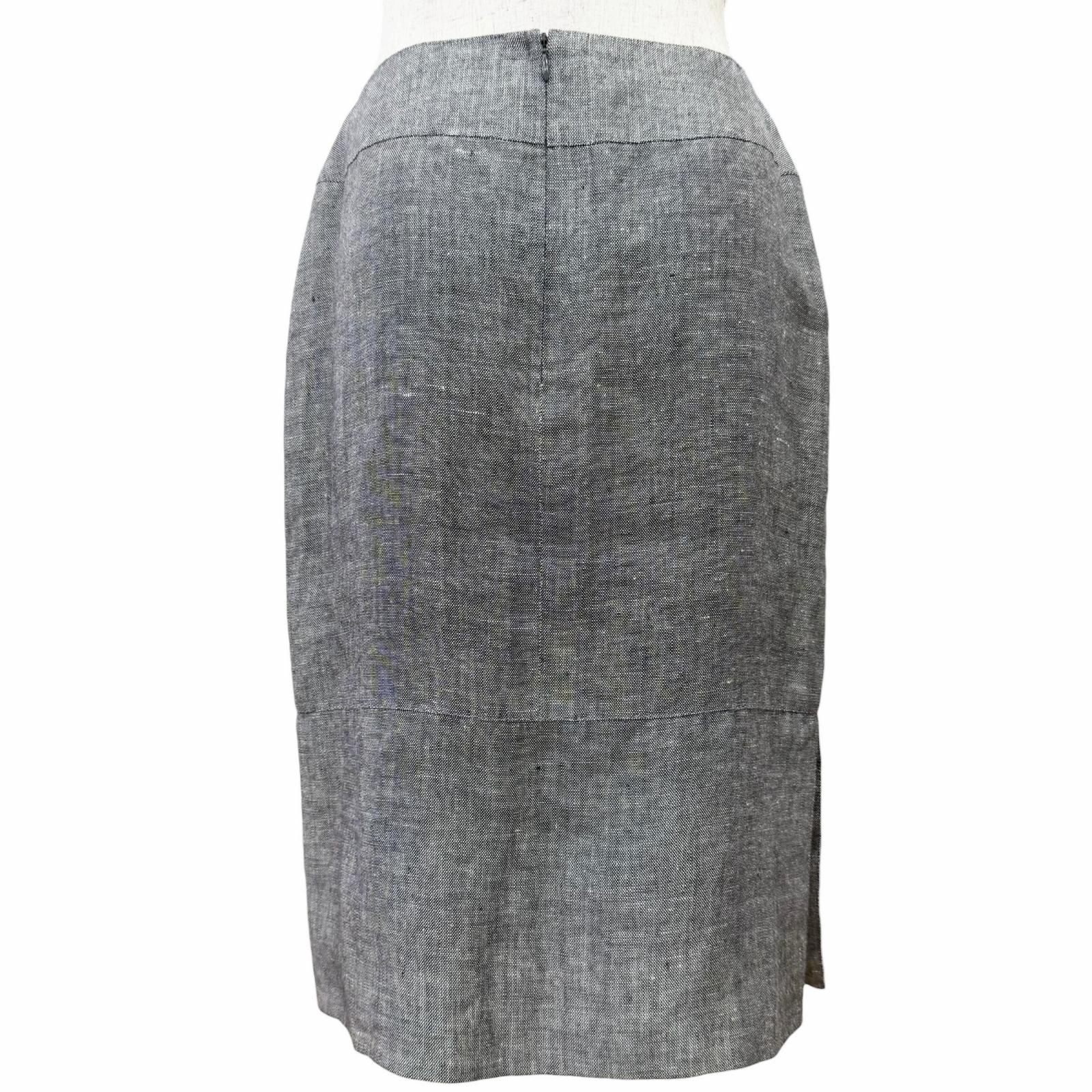 Vintage CHANEL 98P Linen Silk Skirt Suit Set Grey