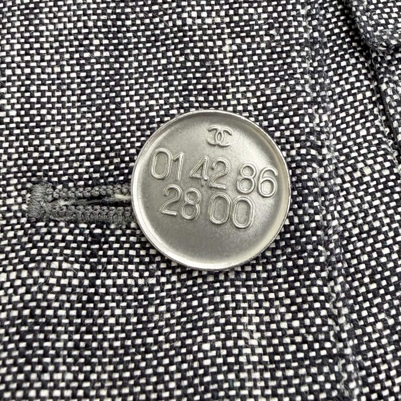 Vintage CHANEL 98P Linen Silk Skirt Suit Set Grey