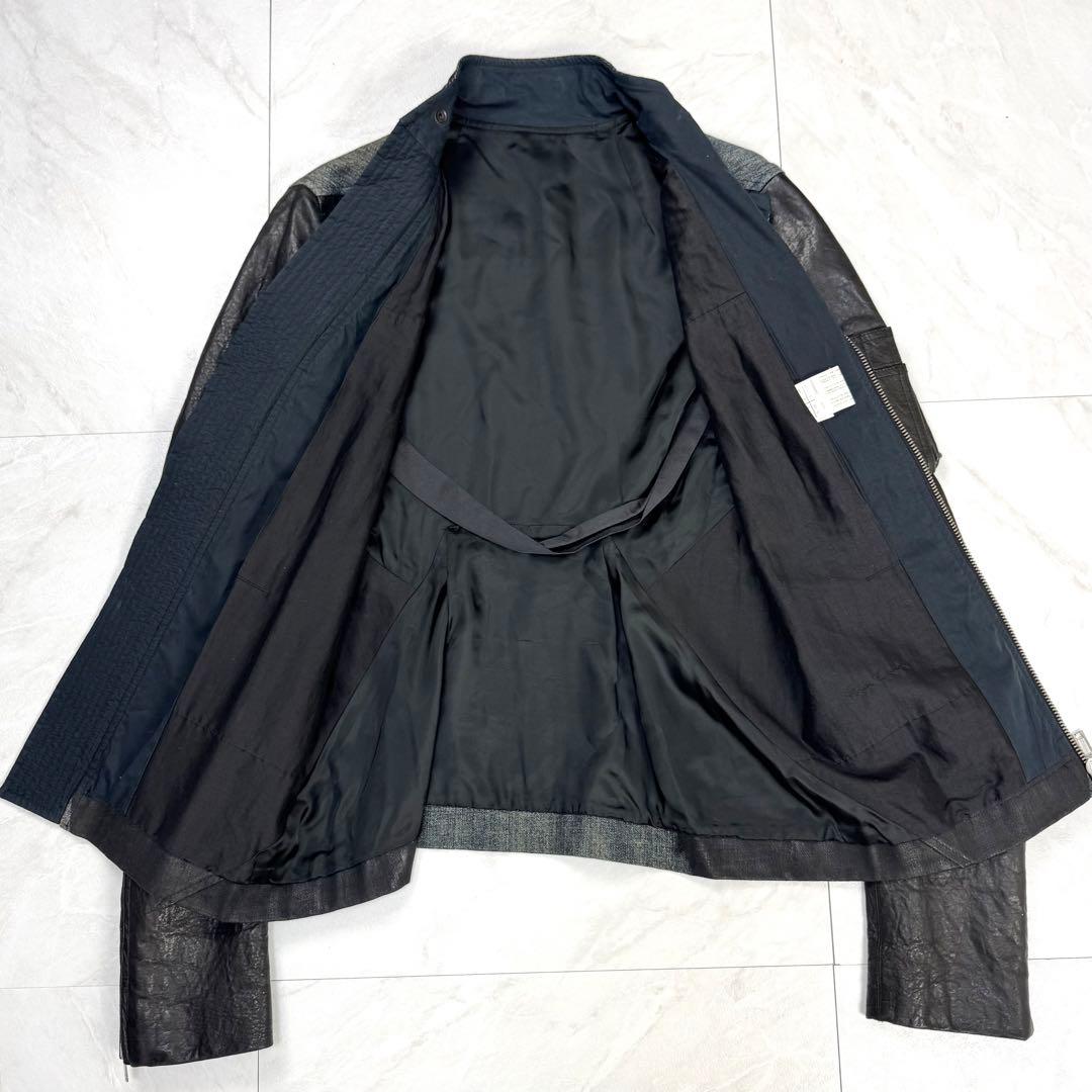 RICK OWENS Rare Gradient Denim Leather Jacket Runway Size XS (approx. SS)