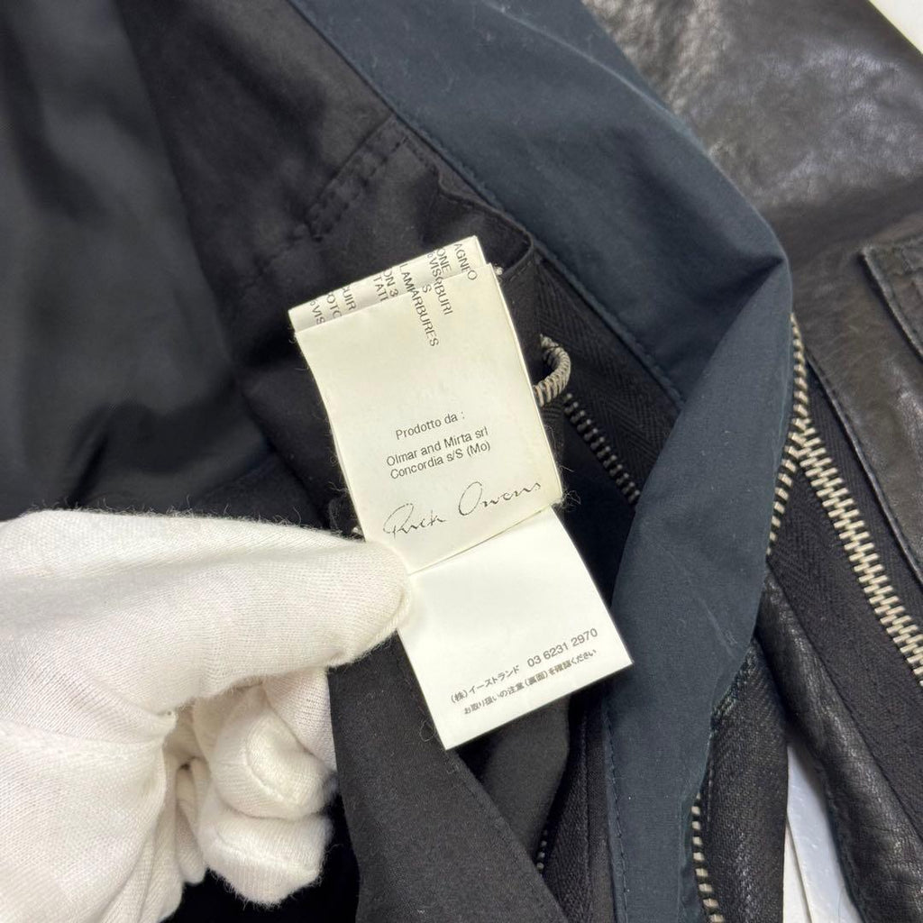RICK OWENS Rare Gradient Denim Leather Jacket Runway Size XS (approx. SS)