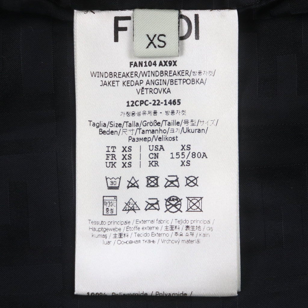 FENDI x MARC JACOBS 2022 FAN104 ナイロン ロゴ キルティング ジップアップ ボンバージャケット ブラック XSサイズ - 未使用に近い