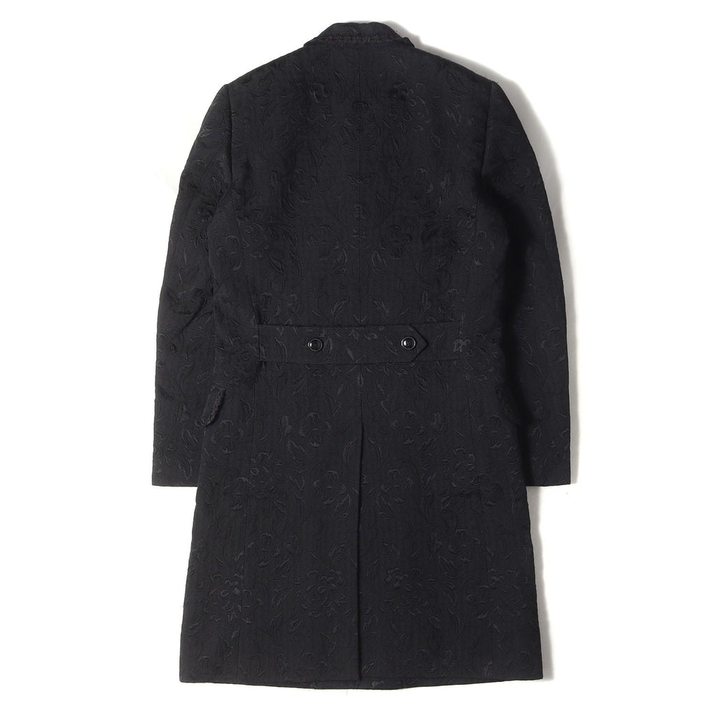 DOLCE & GABBANA Jacquard Floral All-Over Double Breasted Chester Coat Black Size 46