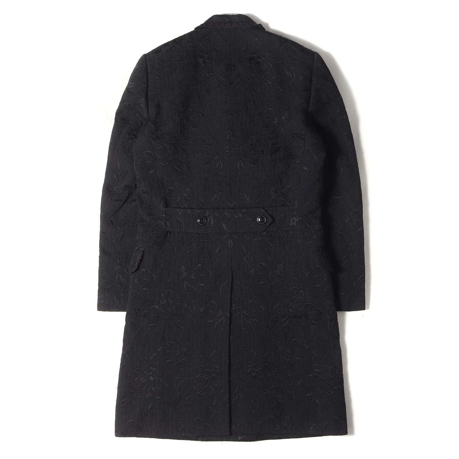 DOLCE & GABBANA Jacquard Floral All-Over Double Breasted Chester Coat Black Size 46