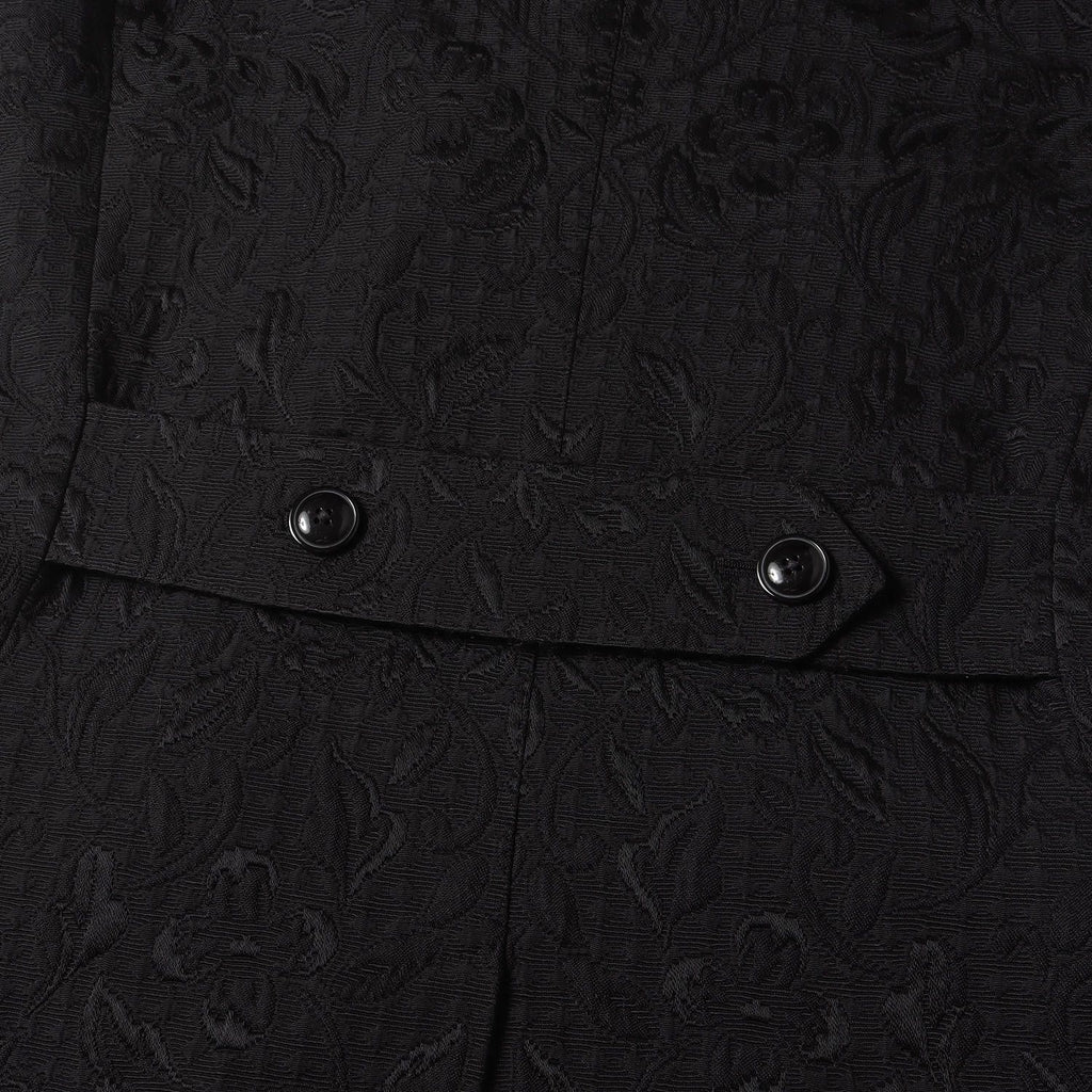 DOLCE & GABBANA Jacquard Floral All-Over Double Breasted Chester Coat Black Size 46