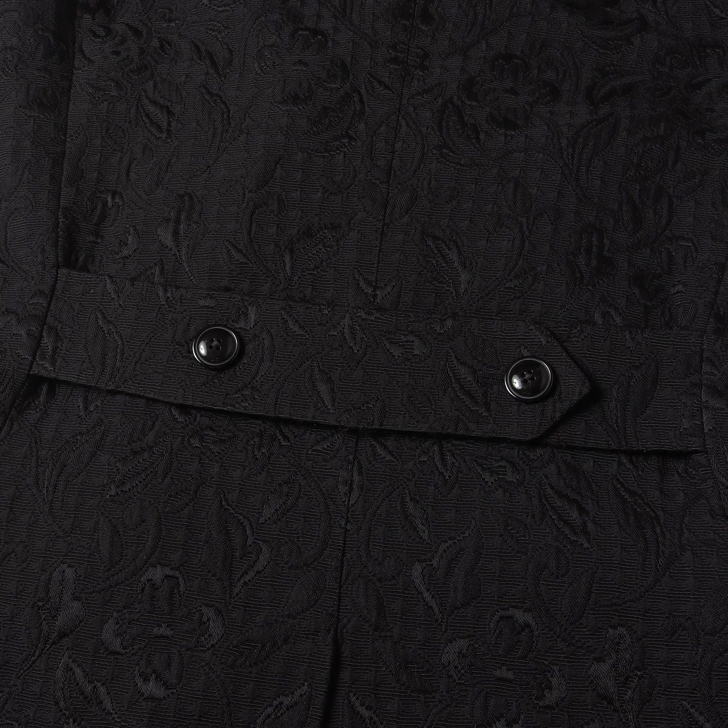 DOLCE & GABBANA Jacquard Floral All-Over Double Breasted Chester Coat Black Size 46
