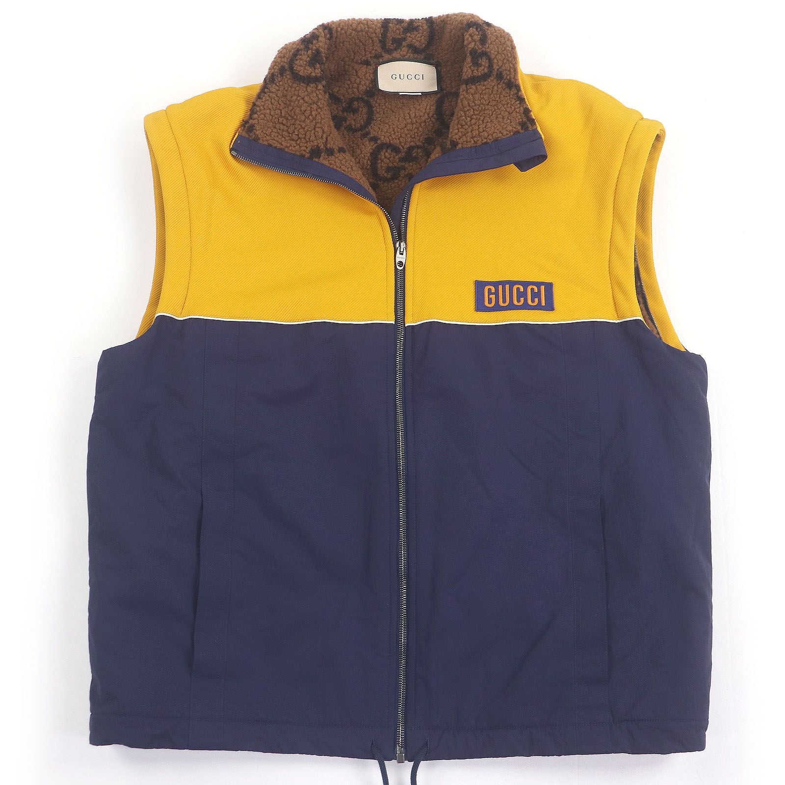 GUCCI 673635 Boa Lined GG Logo All-Over 2WAY Technical Jersey Vest / Jacket Size M - Good Condition