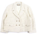 GUCCI 643287 Wool Double Breasted Tweed Jacket Ivory Gold Size 48 - Near Mint