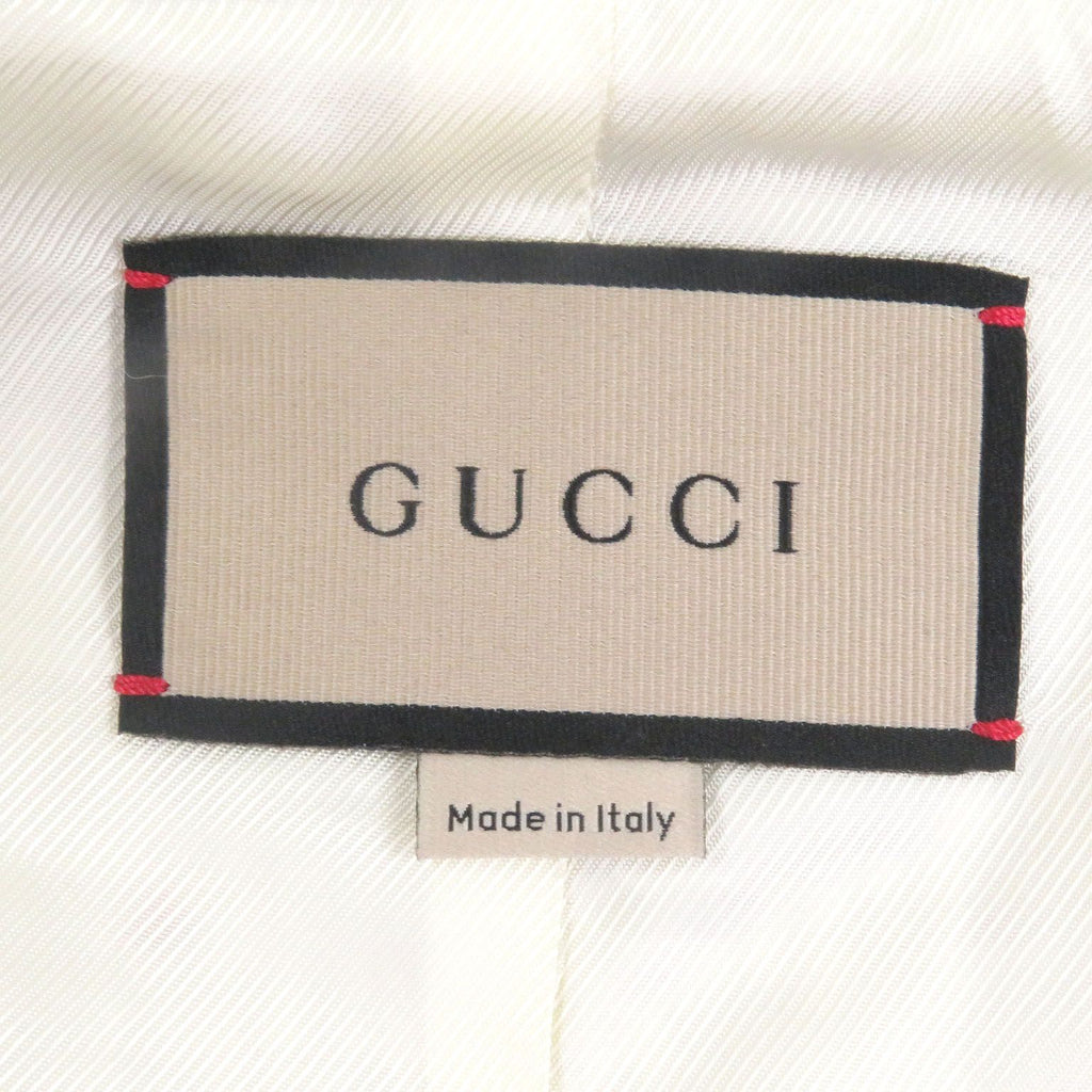 GUCCI 643287 Wool Double Breasted Tweed Jacket Ivory Gold Size 48 - Near Mint