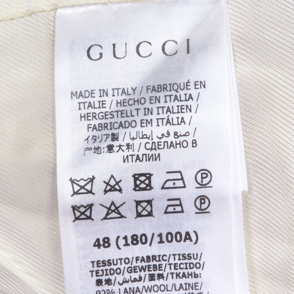 GUCCI 643287 Wool Double Breasted Tweed Jacket Ivory Gold Size 48 - Near Mint