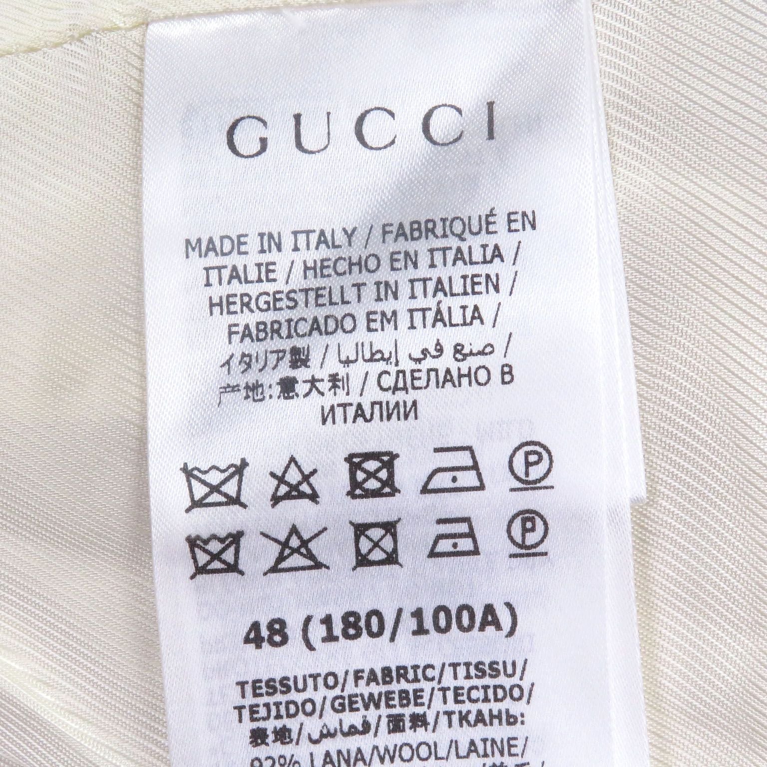 GUCCI 643287 Wool Double Breasted Tweed Jacket Ivory Gold Size 48 - Near Mint