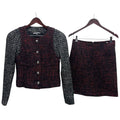 CHANEL Coco Button Paneled Tweed Collarless Jacket & Skirt Setup Size 38