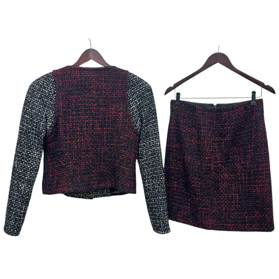 CHANEL Coco Button Paneled Tweed Collarless Jacket & Skirt Setup Size 38