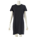 CHANEL 18P Cotton Jersey Short Sleeve Dress Back CC Button Black Size M