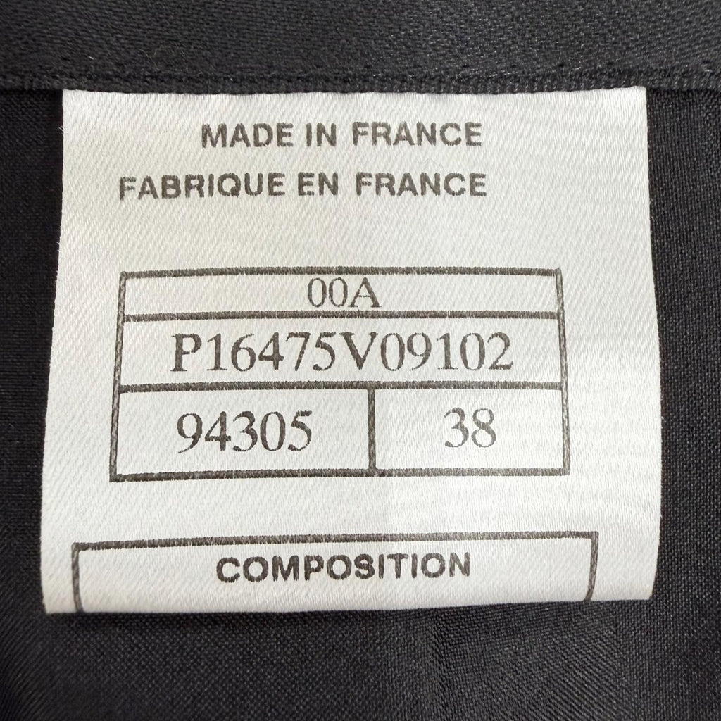 CHANEL Vintage 00A Stand Collar Long Coat Silk Lining CC Logo Hardware Black Size 38