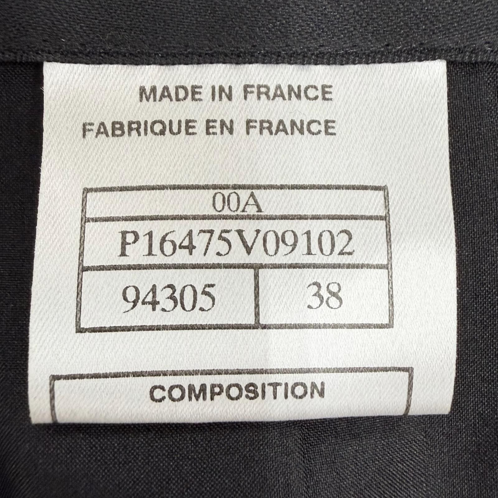 CHANEL Vintage 00A Stand Collar Long Coat Silk Lining CC Logo Hardware Black Size 38
