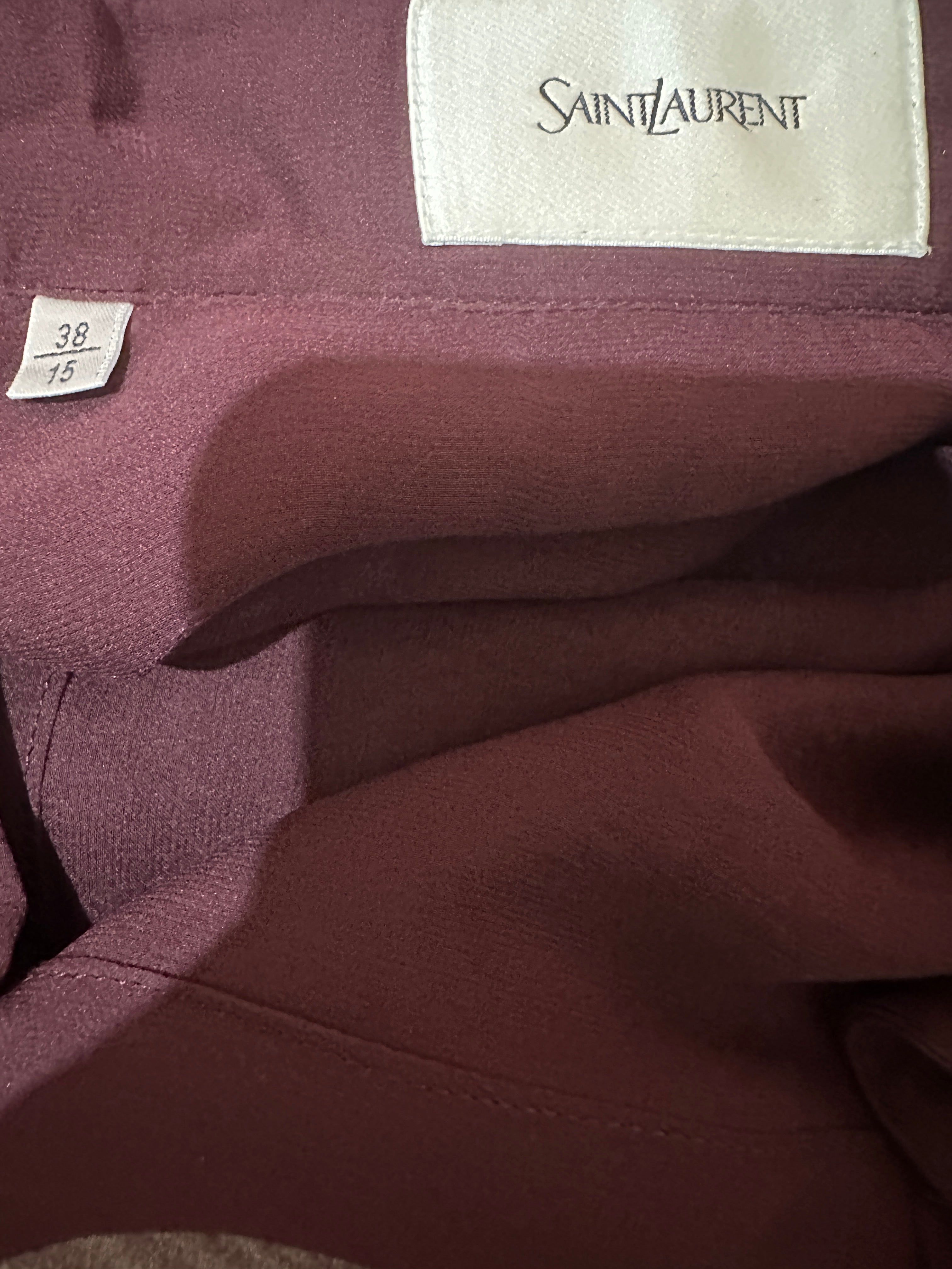 SAINT LAURENT Silk Dress Shirt in Bordeaux
