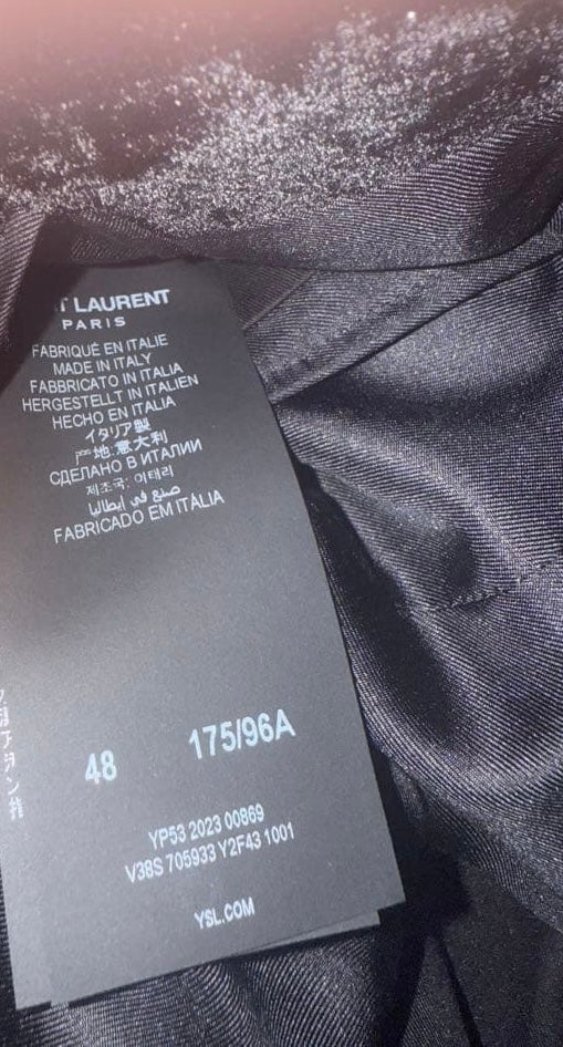 SAINT LAURENT Black Velvet lame Tailored Jacket