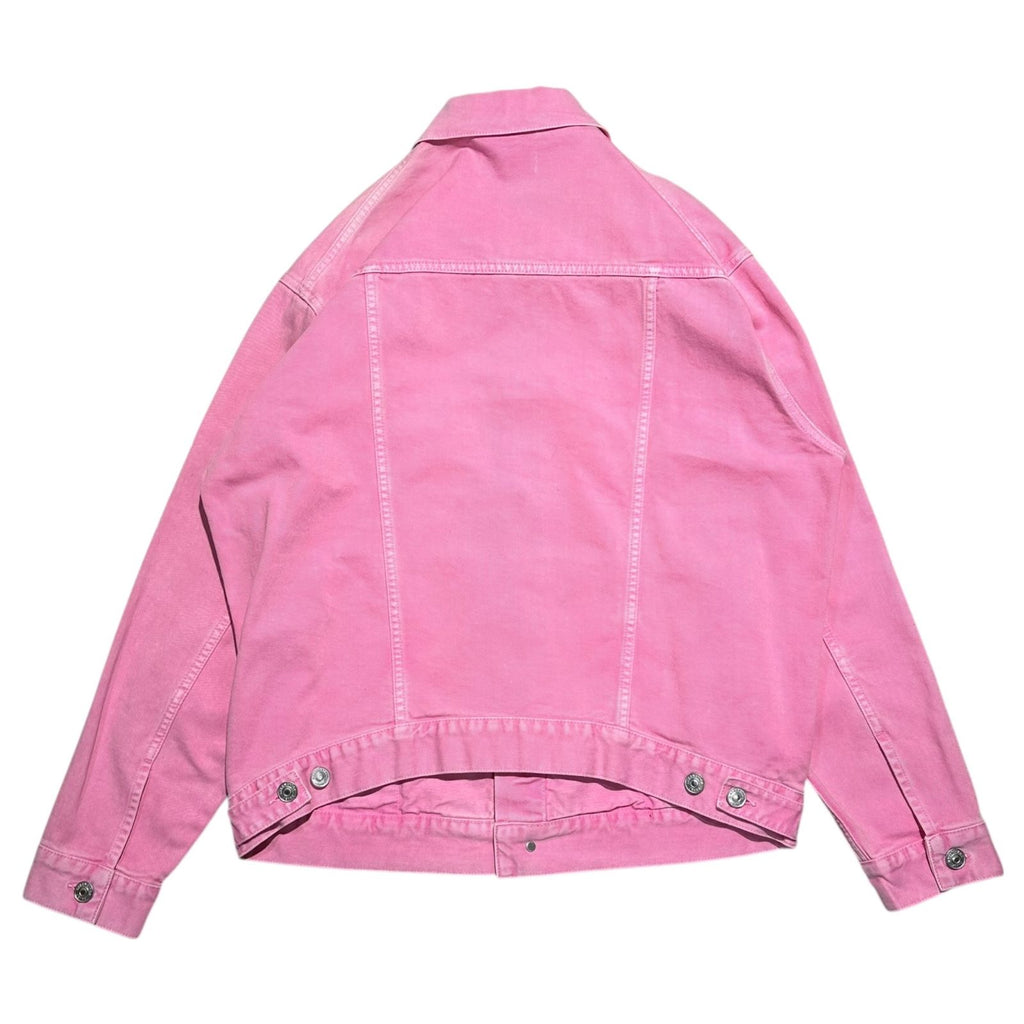 BALENCIAGA 21SS Front Logo Dyed Pink Denim Jacket Size 32