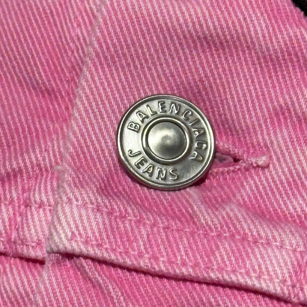 BALENCIAGA 21SS Front Logo Dyed Pink Denim Jacket Size 32