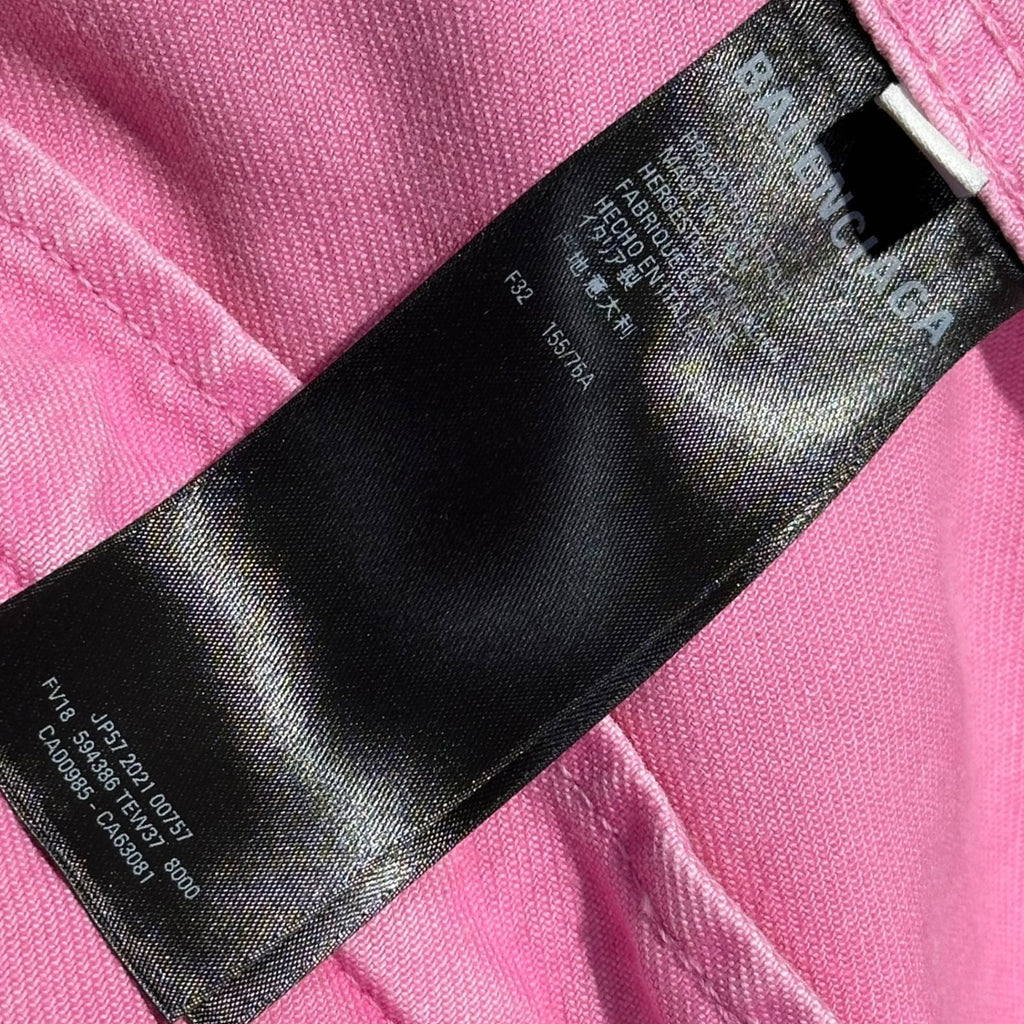 BALENCIAGA 21SS Front Logo Dyed Pink Denim Jacket Size 32