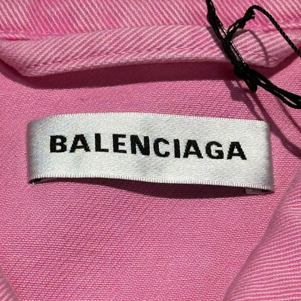 BALENCIAGA 21SS Front Logo Dyed Pink Denim Jacket Size 32