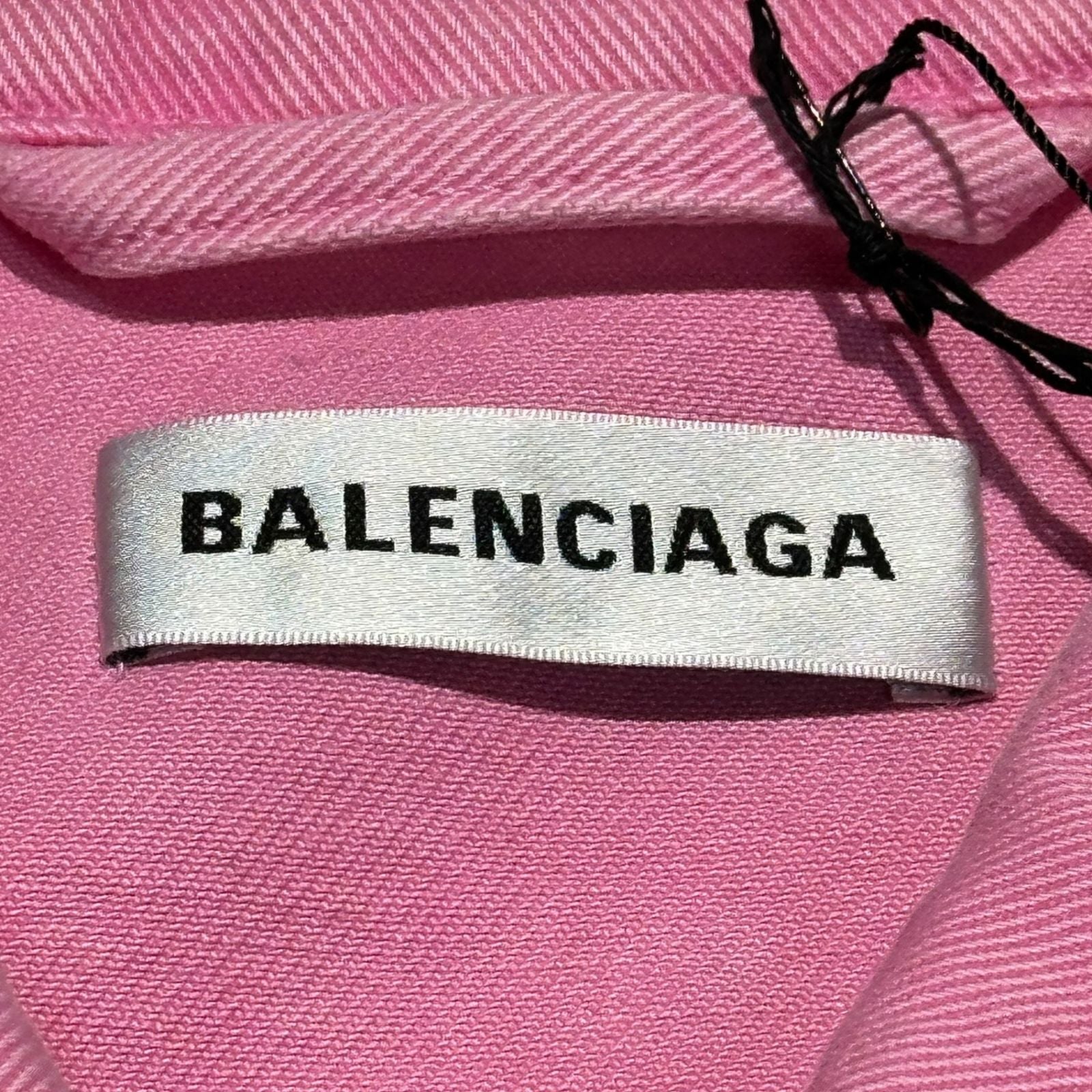 BALENCIAGA 21SS Front Logo Dyed Pink Denim Jacket Size 32