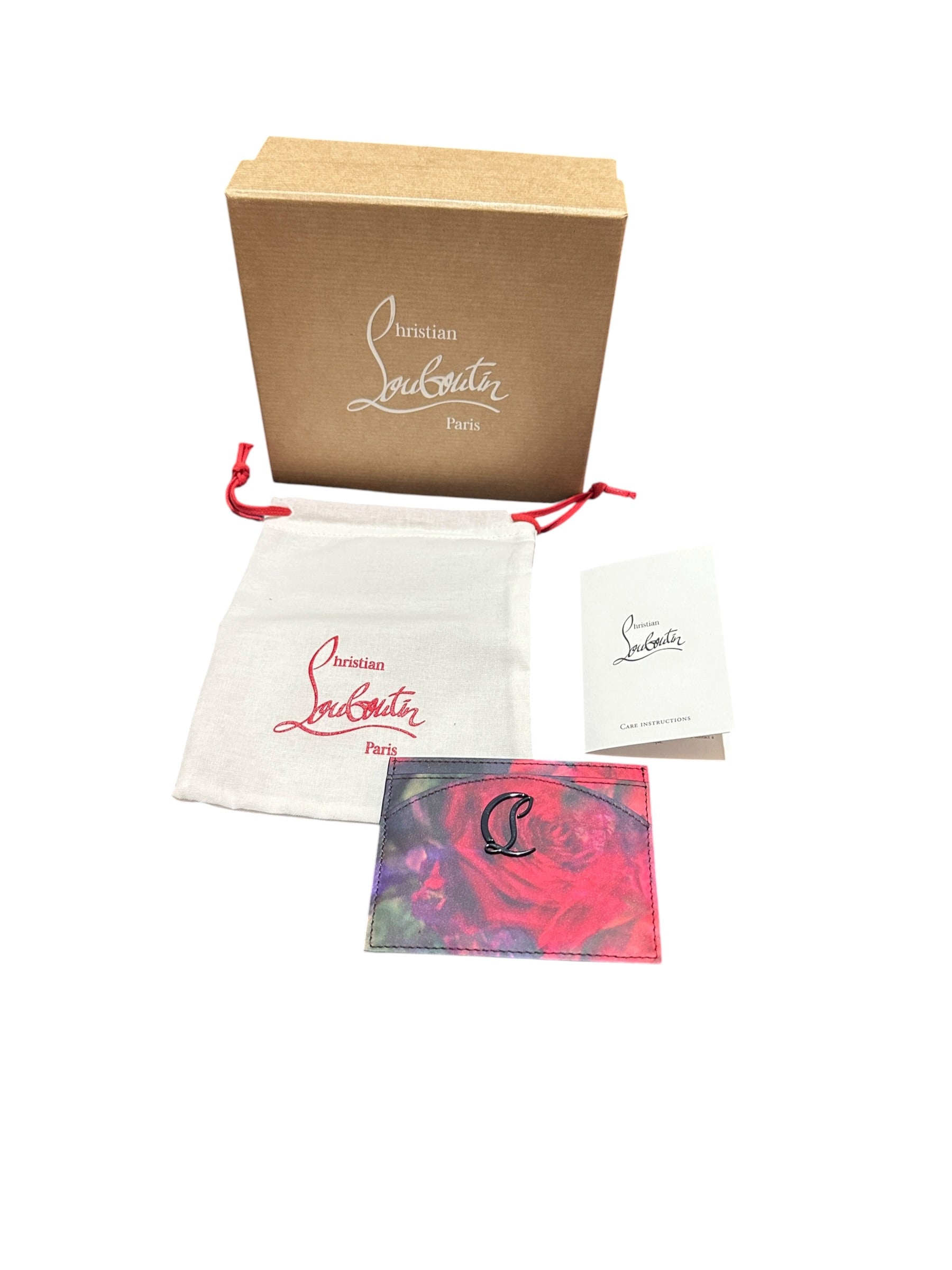 CHRISTIAN LOUBOUTIN Loubi54 Card Holder in Calf Paris Roses