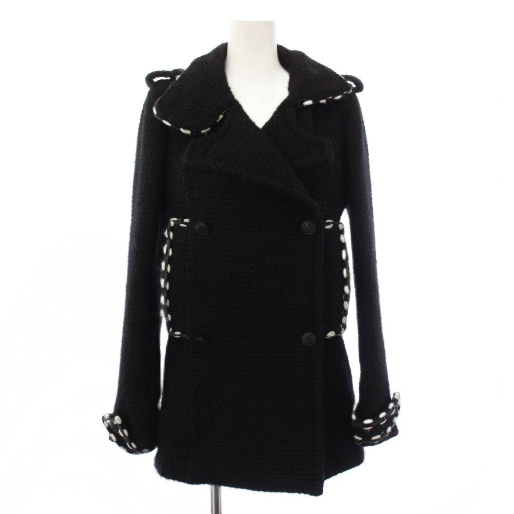 CHANEL 10AW Tweed Knit Pea Coat Size 36