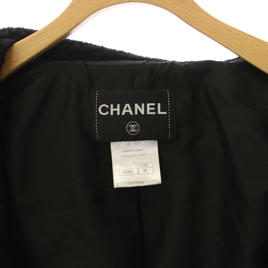 CHANEL 10AW Tweed Knit Pea Coat Size 36