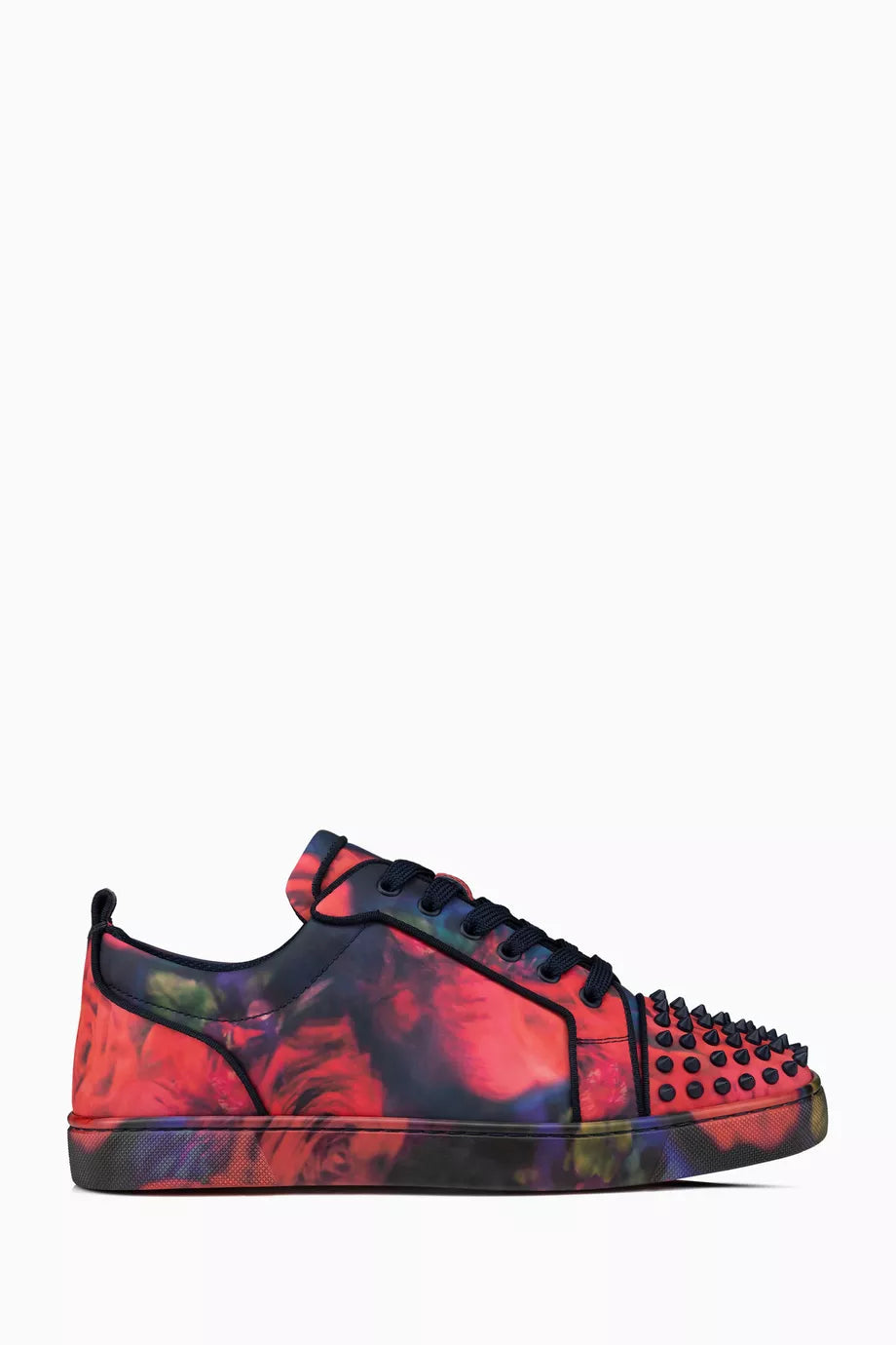 CHRISTIAN LOUBOUTIN Louis Junior Spikes Orlato Low-Top Sneakers in Floral Calf