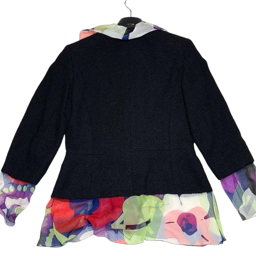 CHANEL CC Logo Silk Setup Jacket & Skirt Size 38