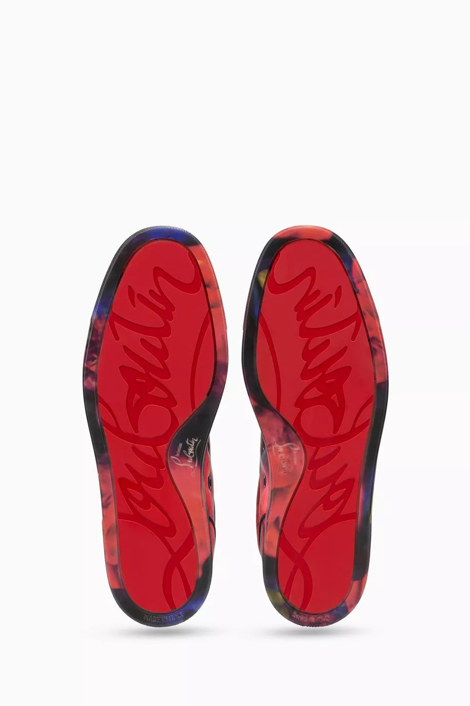 CHRISTIAN LOUBOUTIN Louis Junior Spikes Orlato Low-Top Sneakers in Floral Calf