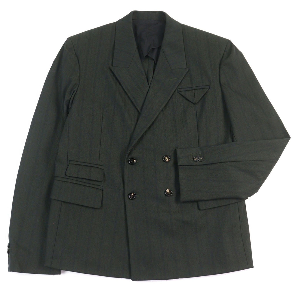 NWT BOTTEGA VENETA 659592 Tech Herringbone Stripe Double Breasted Jacket Green Size 52