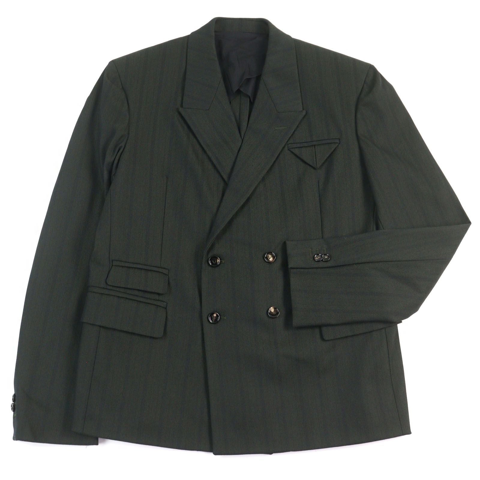 NWT BOTTEGA VENETA 659592 Tech Herringbone Stripe Double Breasted Jacket Green Size 52