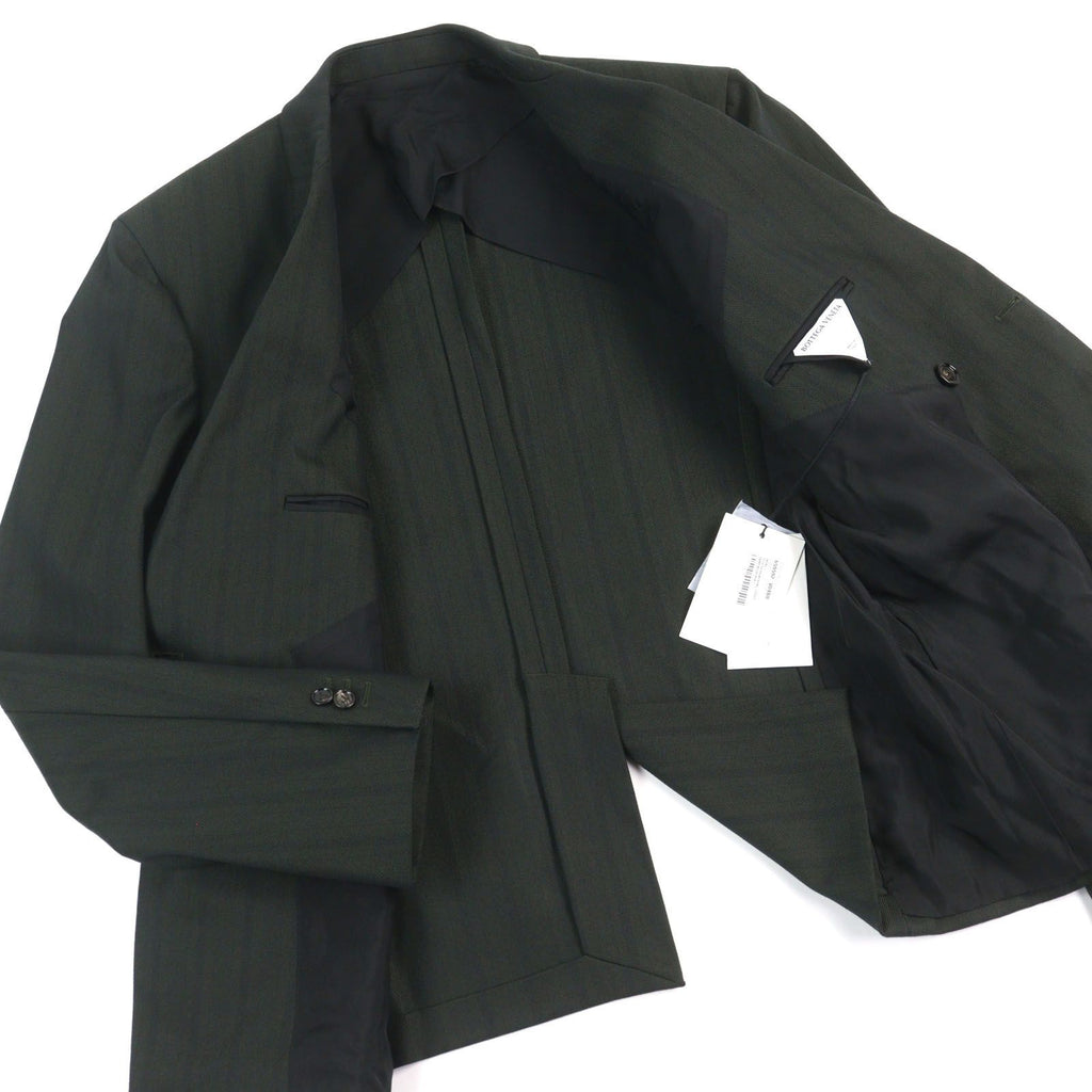NWT BOTTEGA VENETA 659592 Tech Herringbone Stripe Double Breasted Jacket Green Size 52