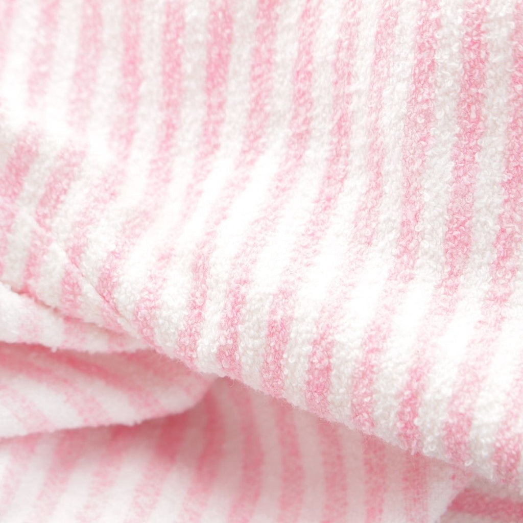 CHANEL Cotton CC Logo Stripe Belted Coat Pink White Size 36