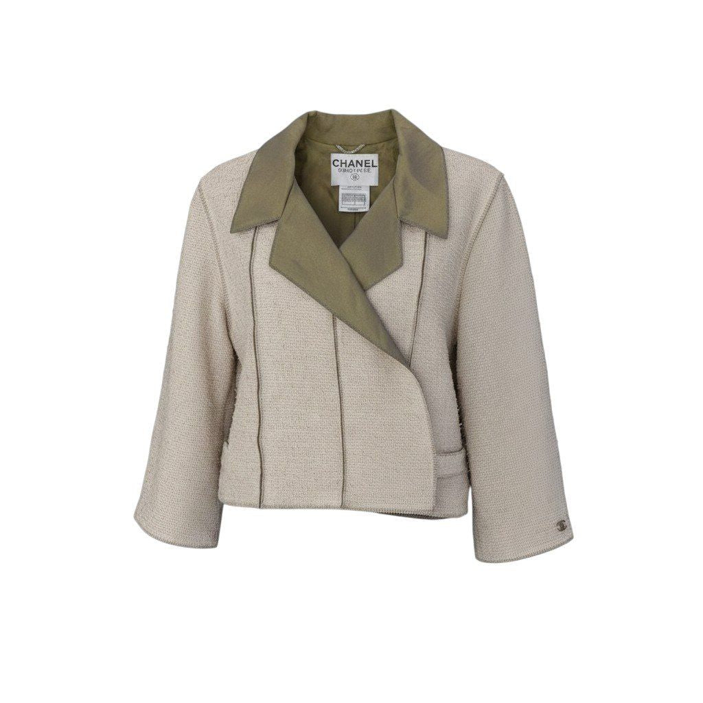 CHANEL 1999 Tweed Jacket Beige Size 34 Made in France