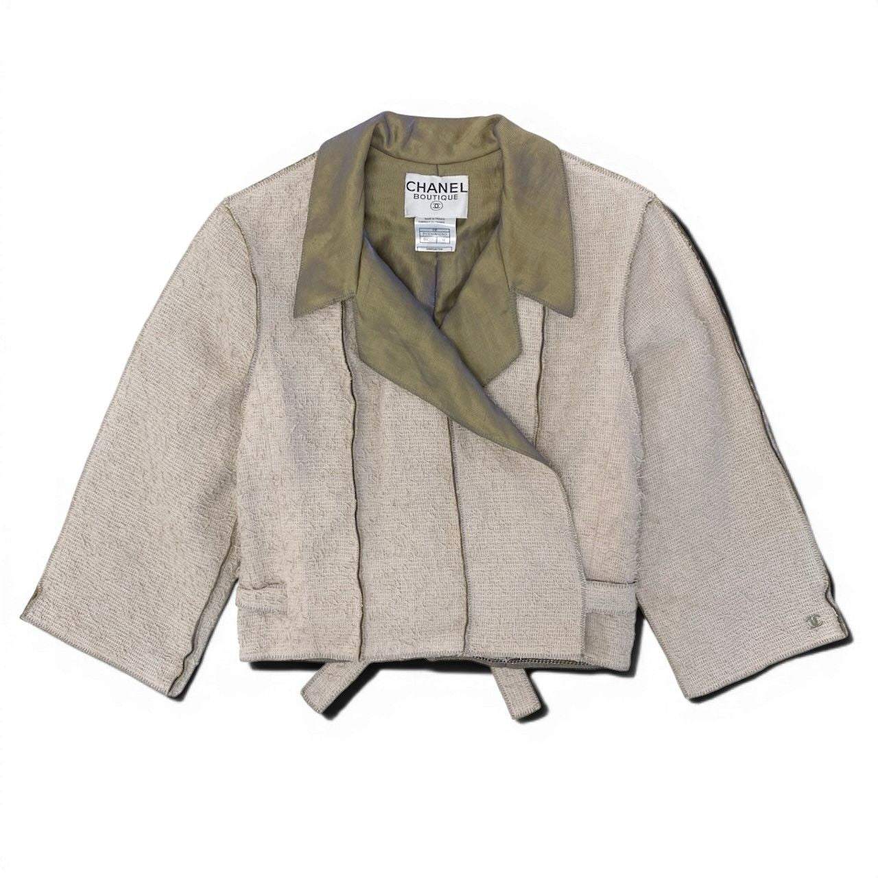 CHANEL 1999 Tweed Jacket Beige Size 34 Made in France
