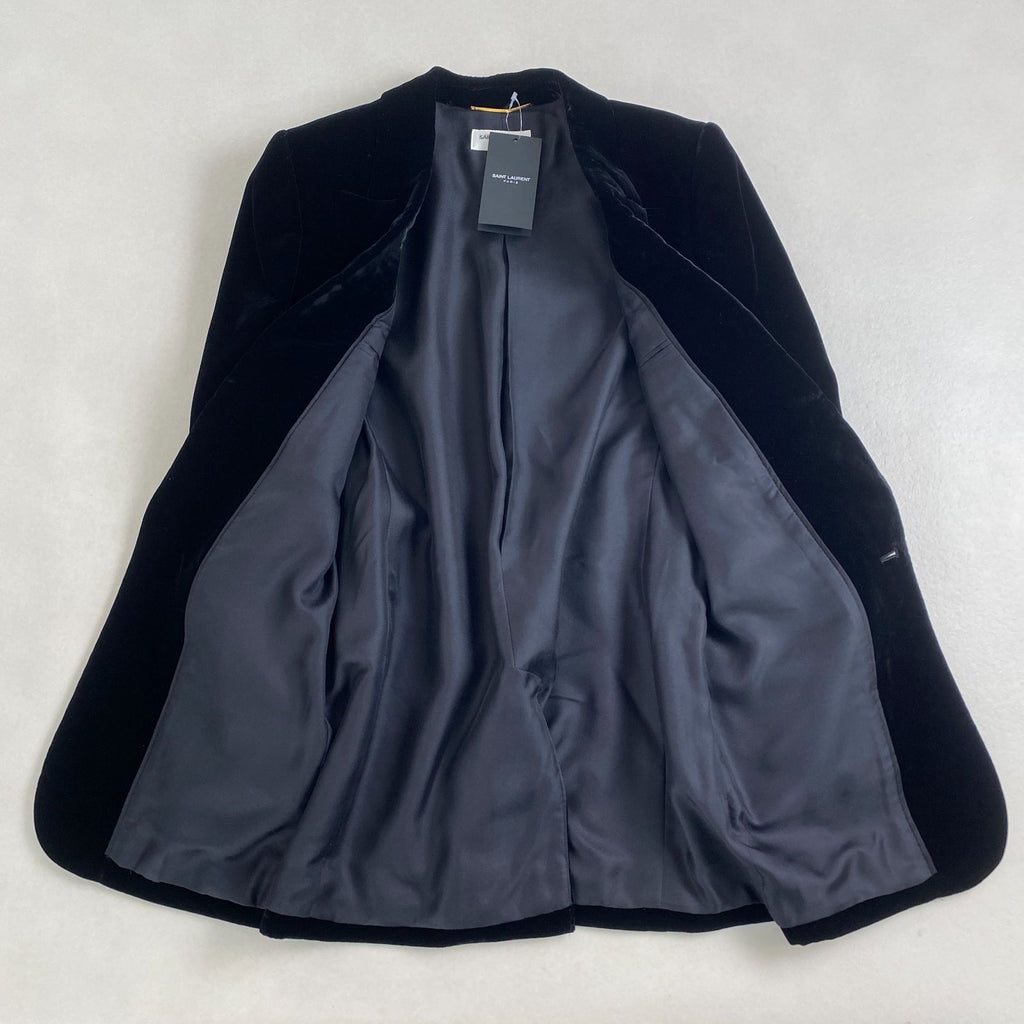 NWT SAINT LAURENT PARIS Velvet Tailored Jacket Black Size 38 -