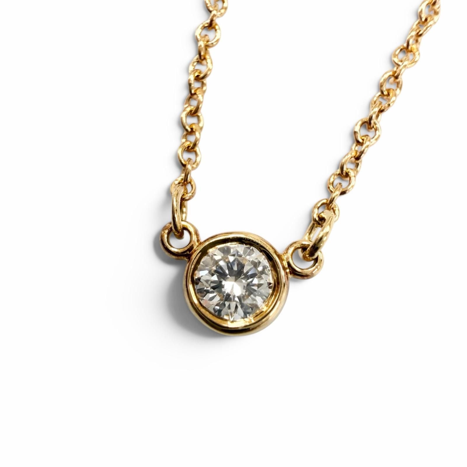TIFFANY & Co. Elsa Peretti By the Yard 1P Diamond 0.05ct Necklace 750 Yellow Gold (18K YG)