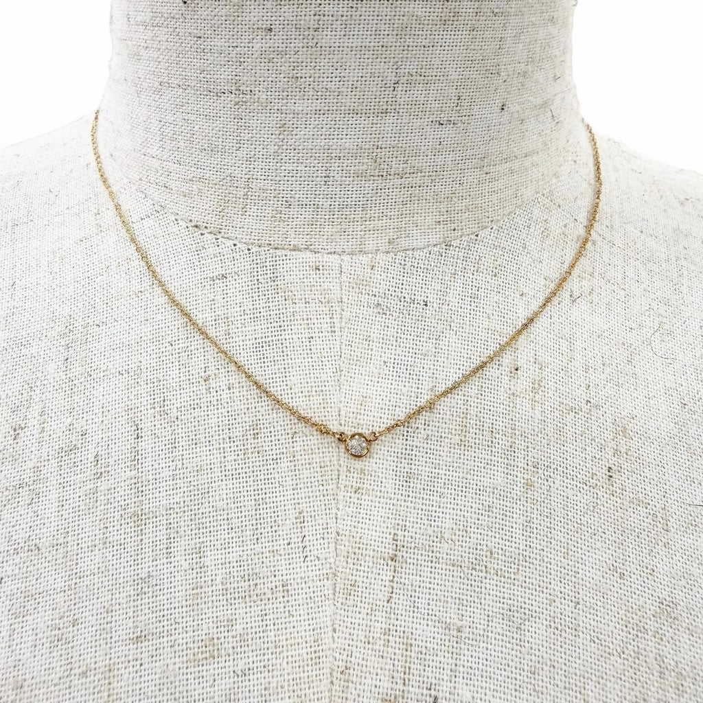TIFFANY & Co. Elsa Peretti By the Yard 1P Diamond 0.05ct Necklace 750 Yellow Gold (18K YG)