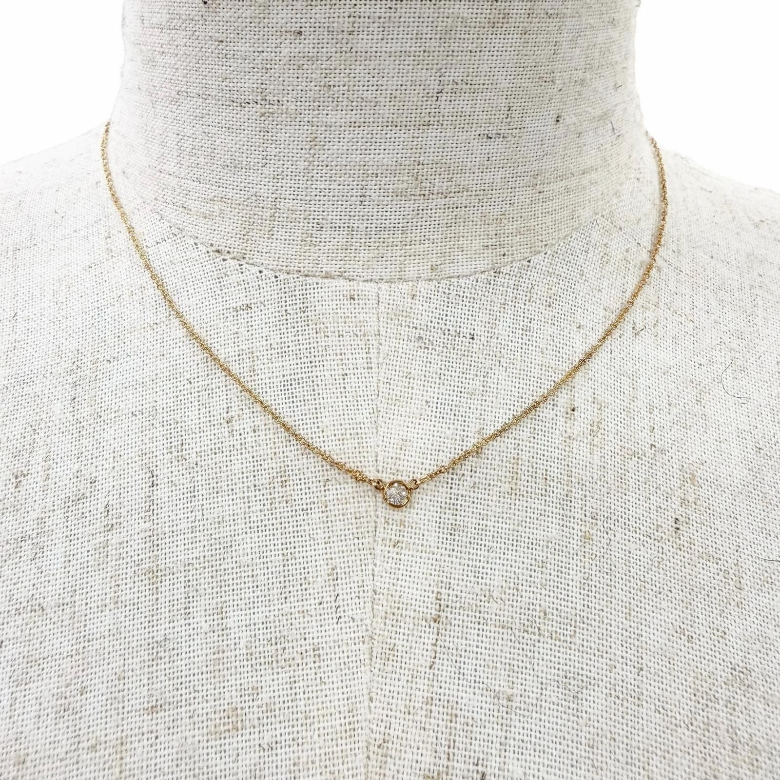 TIFFANY & Co. Elsa Peretti By the Yard 1P Diamond 0.05ct Necklace 750 Yellow Gold (18K YG)