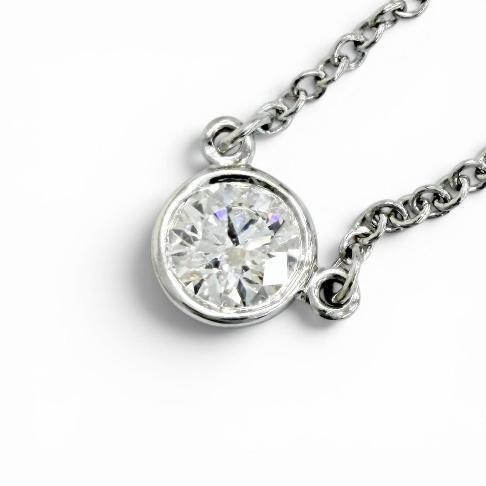 TIFFANY & Co. By the Yard 1P Diamond 0.18ct Necklace PT950 Platinum